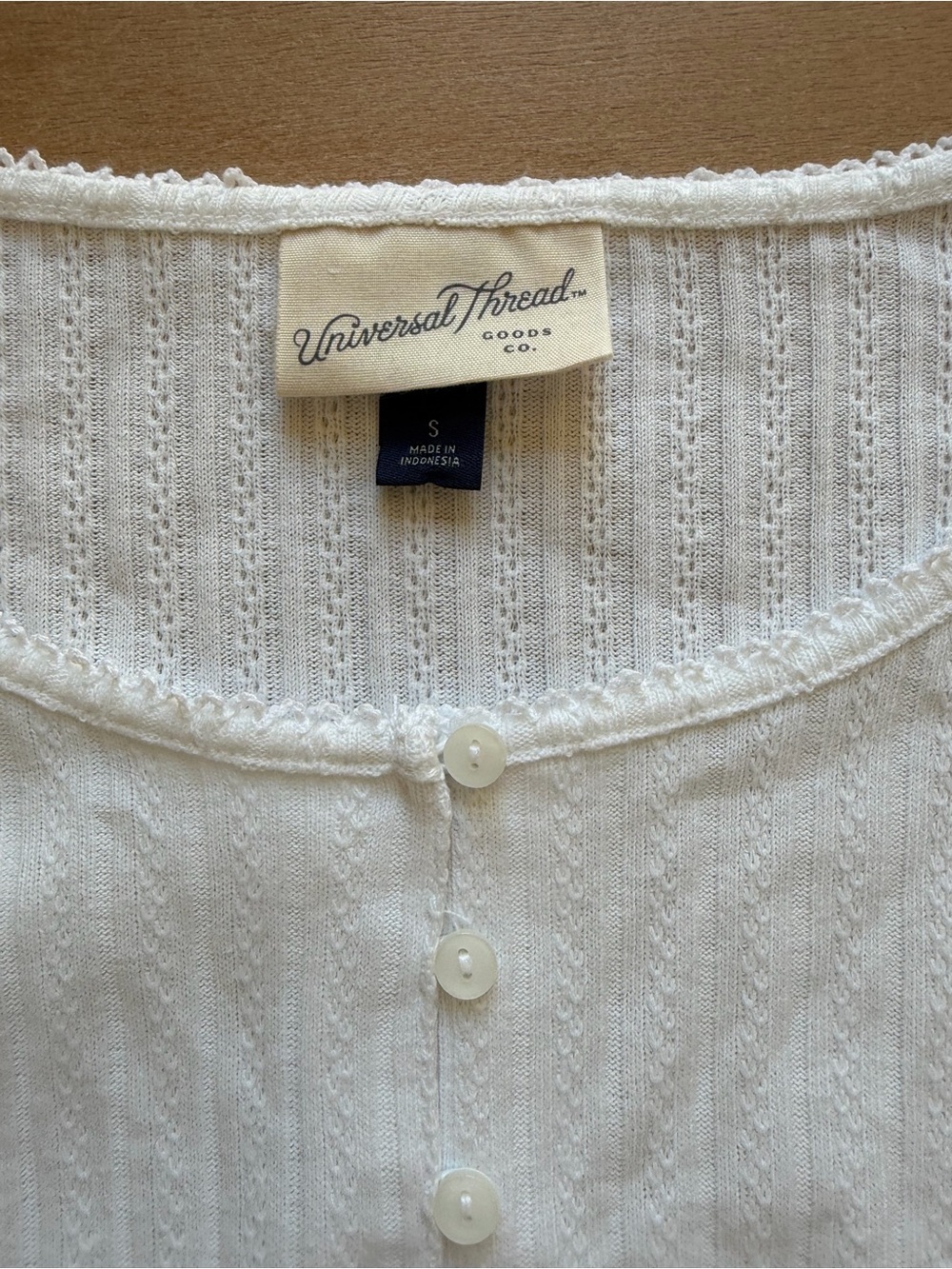 Universal Thread White Ribbed Long-Sleeve Button-Front Top - Picture 2 of 2